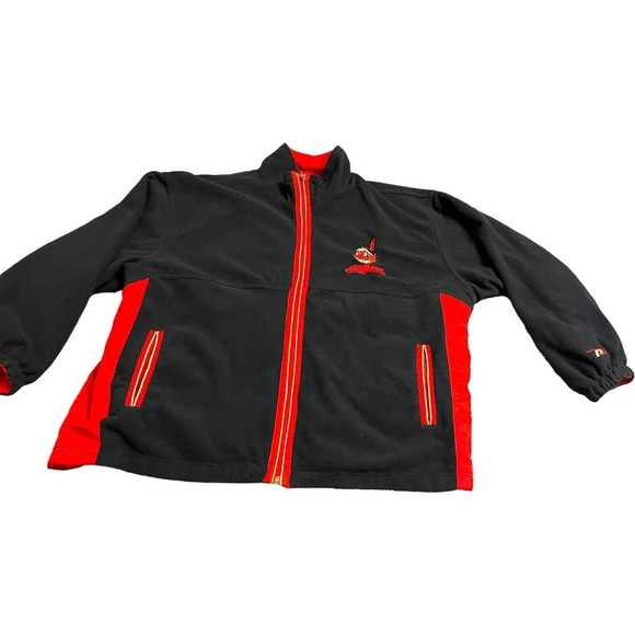 Vintage 90s Pro Player Cleveland Indians Reversible Fleece Jacket Windbreaker XL